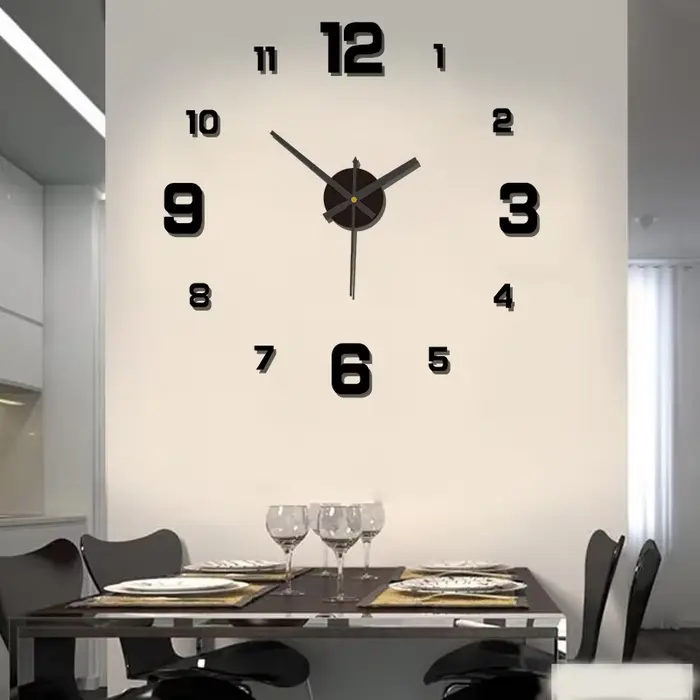 3D créatif sans cadre bricolage tenture murale horloge stickers muraux maison muet