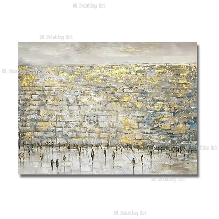 Grande toile d'art de luxe, Décoration intérieure d'art juif, Peinture à l'huile originale sur toile