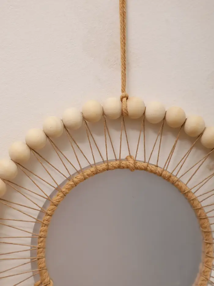 Miroirs décoratifs en perles de bois tissées à la main