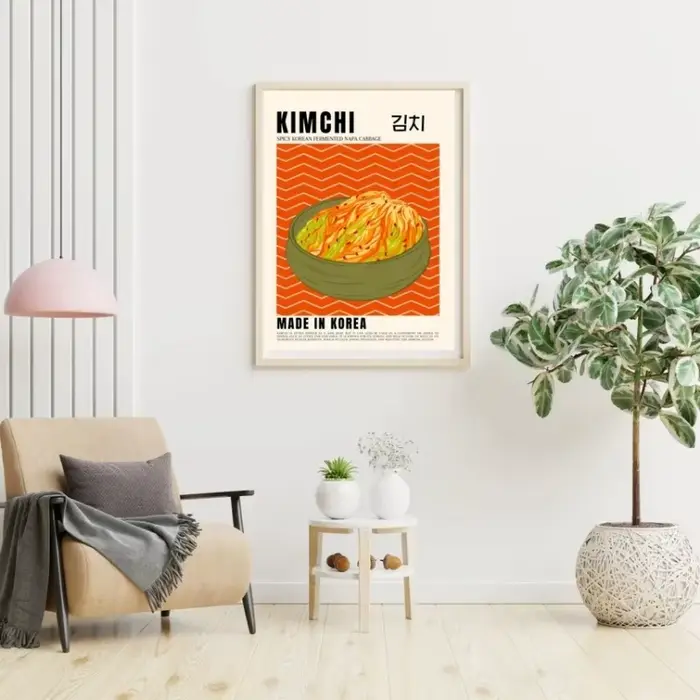 Affiche traditionnelle colorée coréenne de nourriture et de boisson