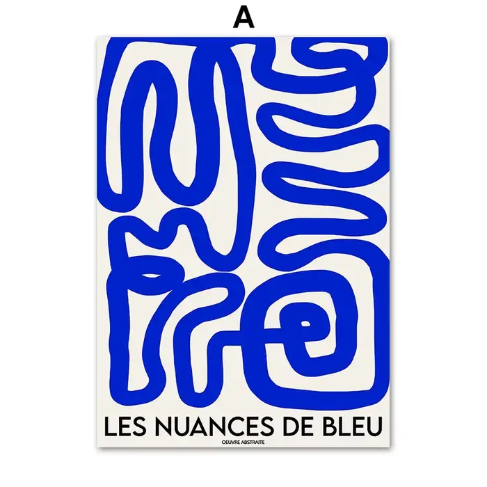 Affiche abstraite de ligne de géométrie de Klein Blue Picasso, peinture d'art mural, image décorativ