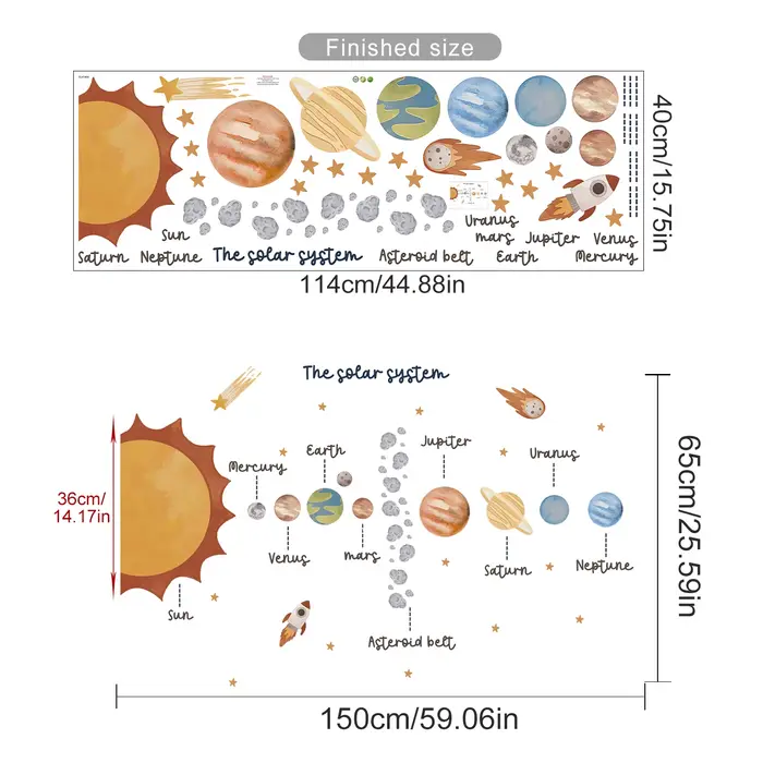 Autocollant mural éducatif de l'espace du système solaire, autocollant en vinyle pour chambre d'enfa