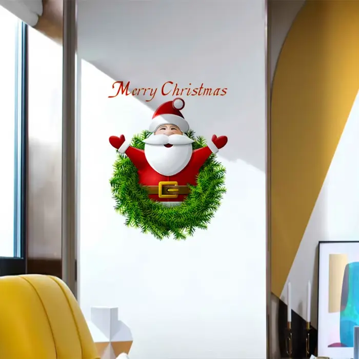 Autocollant mural Père Noël Joyeux Noël pour la décoration de Noël, salon, maison, fenêtre, porte vi