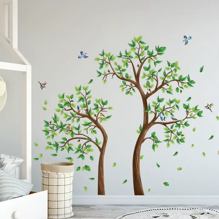 Autocollant mural arbre vert 3d pour salon