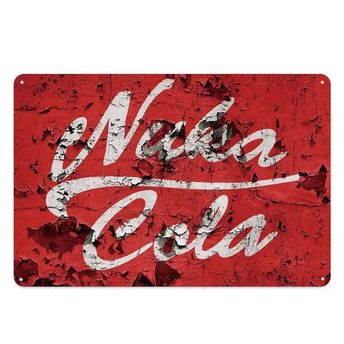 Plaque Métallique Nuka Cola Style Vintage Déchiré, Affiche Murale pour Bar, Pub, Café, Décoration Ar