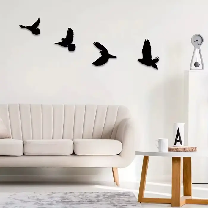 Ensemble de décoration murale en métal d'oiseaux noirs