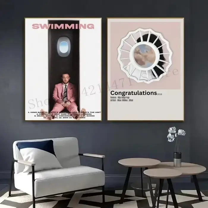 R-rape Mac Miller natation esthétique toile peinture affiche mur Art photo chambre décoration