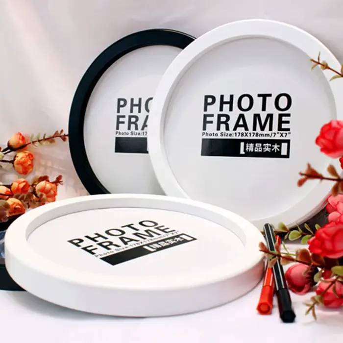 Cadre Photo Rond Mural en Bois