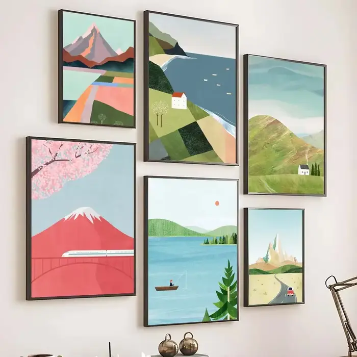 Affiche de paysage tropical de plage de surf d'été