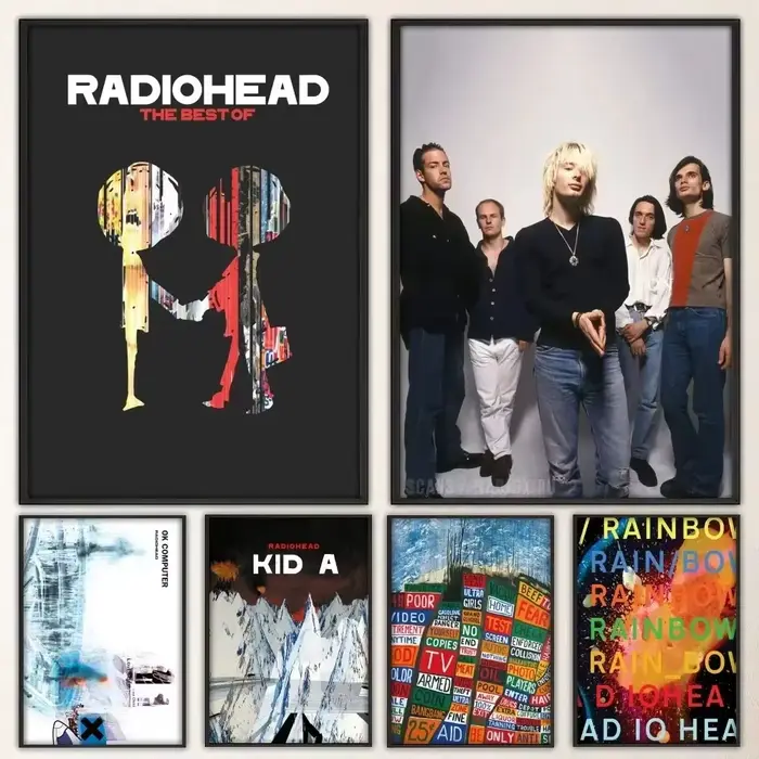 Affiche vintage de groupe de rock Radiohead