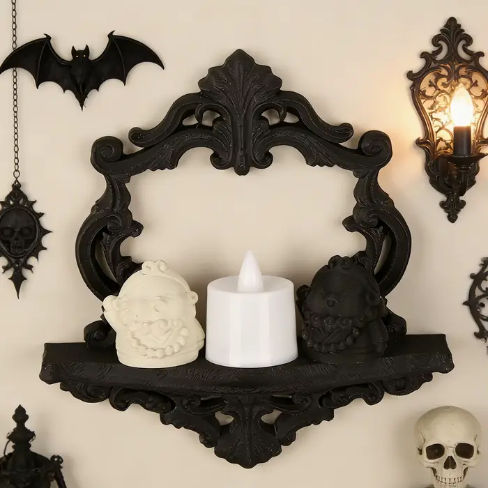 Étagère murale sculptée de style baroque rétro transfrontalier pour rangement et décoration