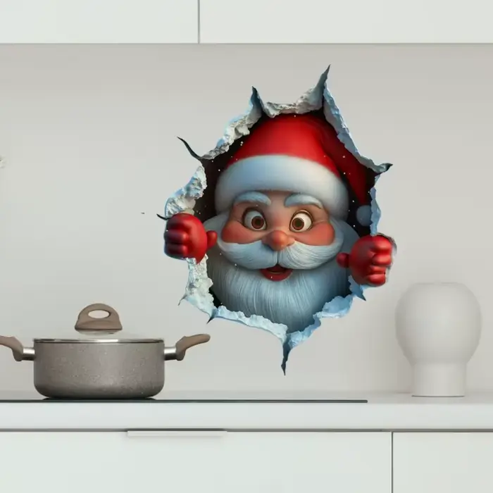 Autocollant mural rabattable du père noël