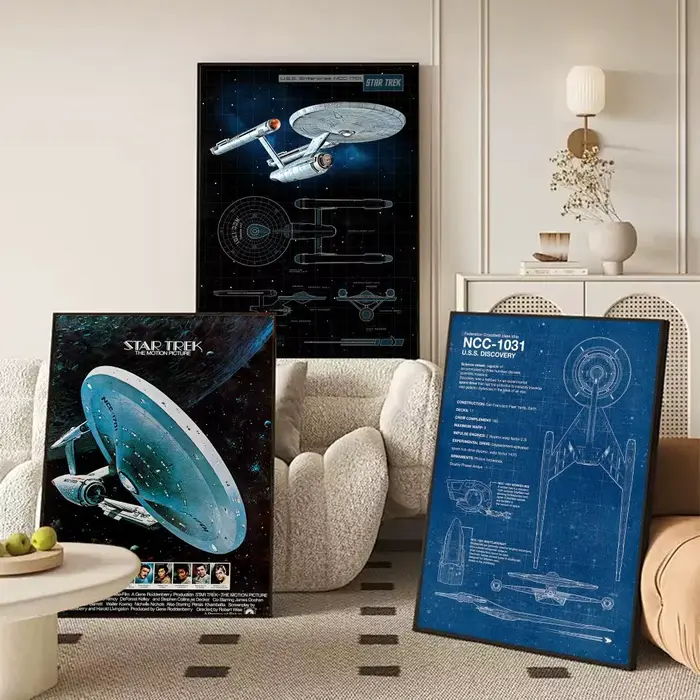 Vaisseau spatial Design S_Star T_Treks affiche décorative murale Art autocollants Mural Photo impression pour la maison salon couloir décor cadeau