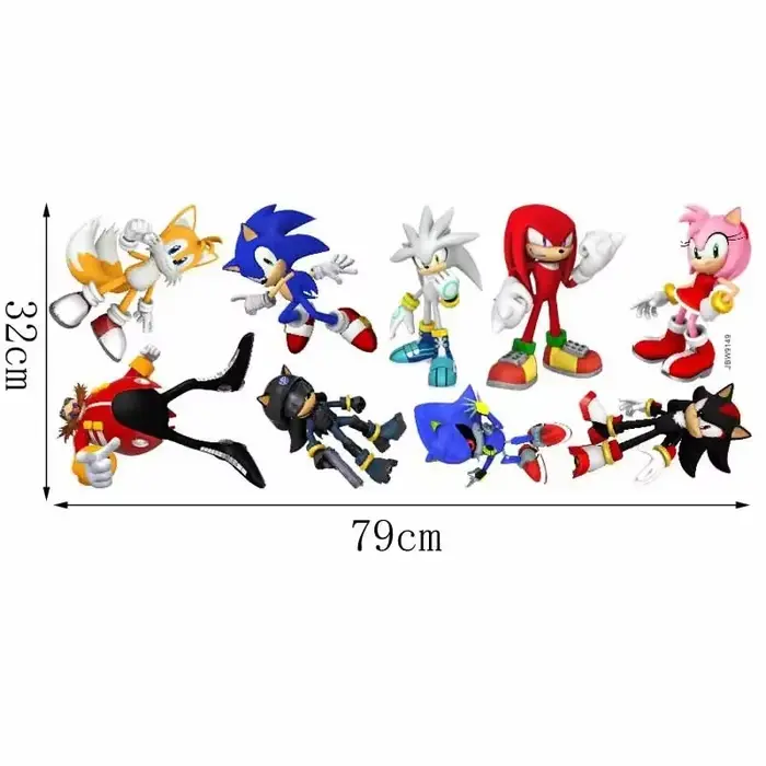 Nouvel autocollant mural auto-adhésif en PVC pour chambre d'enfant, figurine de jeu Sonic, décoratio