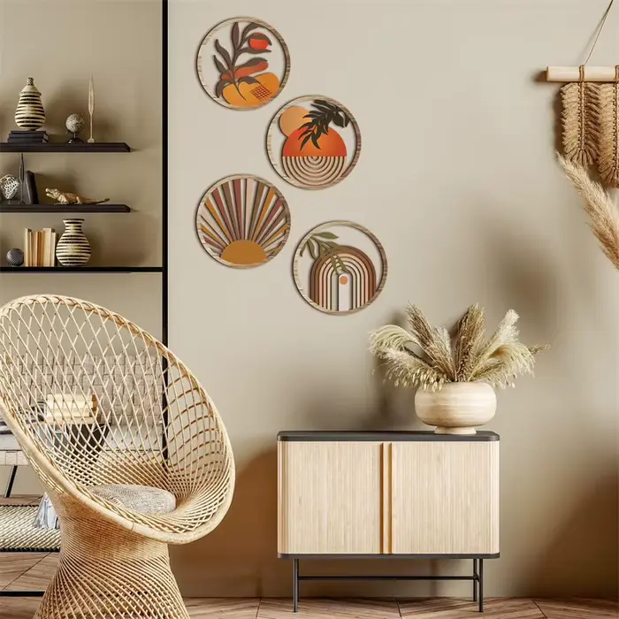 4 pièces mur en bois bohème mur Art ferme