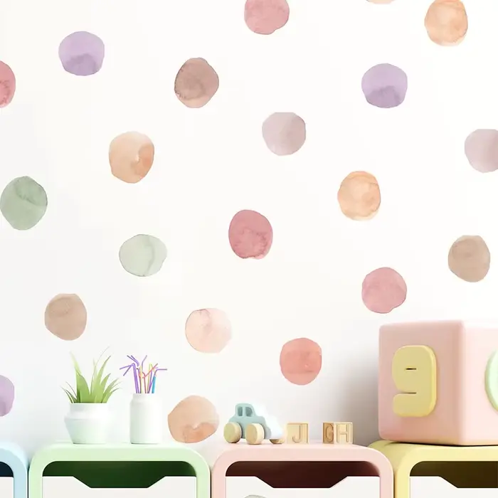 Autocollants à points bohème pour chambre d'enfant, décoration murale auto-adhésive pour maternelle,