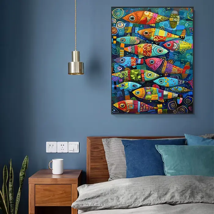 Affiches et imprimés sur toile de poisson coloré abstrait dans la mer