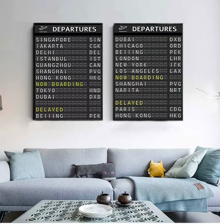 Affiches et imprimés de tableau de destin de carte d'airport