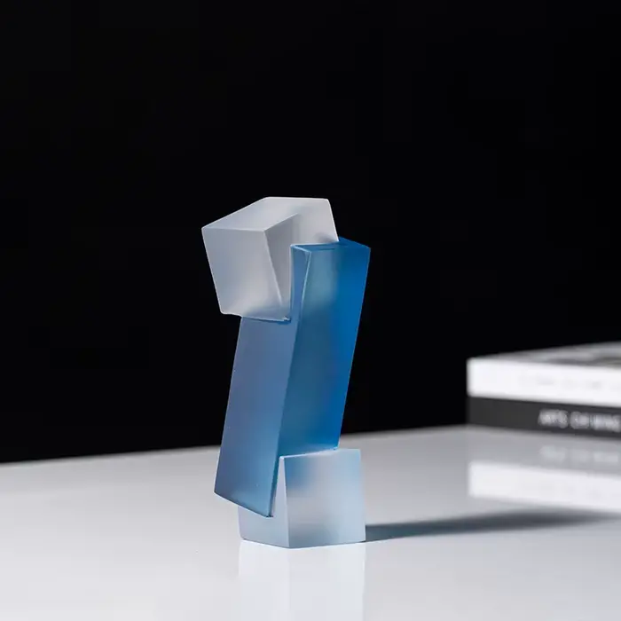 Décor géométrique en acrylique bleu de luxe moderne