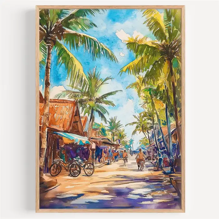 Toile de peinture à l'aquarelle Lombok