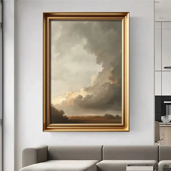 Affiche Vintage nuage et oiseaux