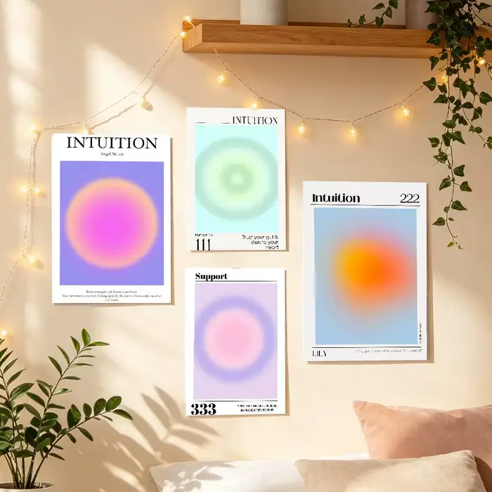 Affiche sur toile avec numéro d'ange 111, énergie de manifestation, Aura, peinture sur toile, décoration murale pour la maison, impression pour décoration de salon