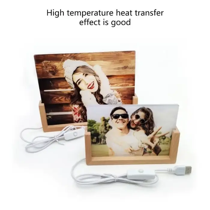 Cadre Photo en acrylique élégant avec Base en bois éclairée par LED