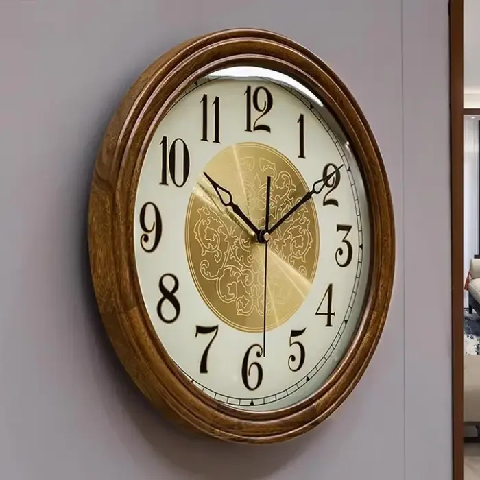 Grande horloge murale en bois massif pour salon