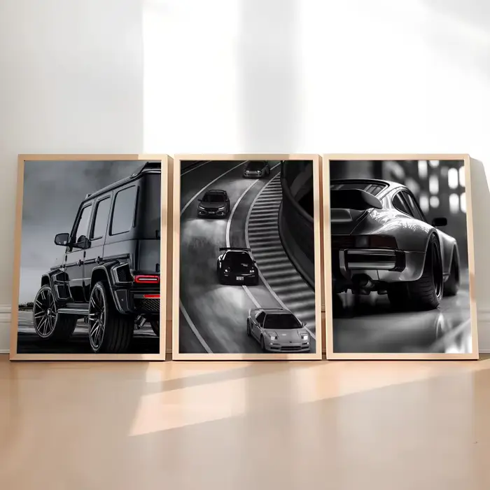 Affiche de véhicule de voiture de luxe noir et blanc