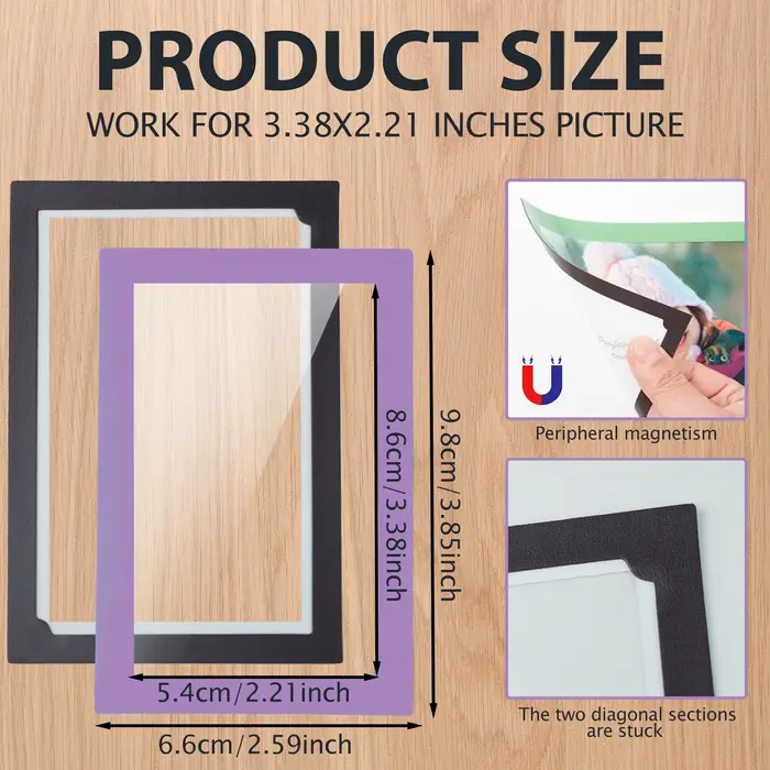 Cadre photo magnétique transparent ESHANG 6 couleurs assorties, facile à utiliser pour photos de 10,