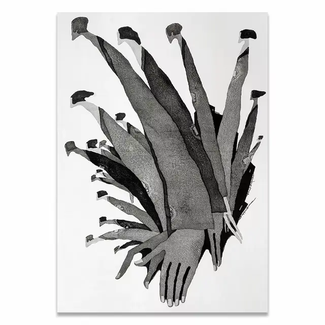 Personnages abstraits modernes noirs et blancs, peintures sur toile à la mode, affiches et imprimés,