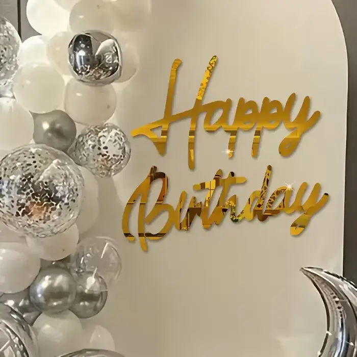 Autocollant mural en acrylique « Joyeux Anniversaire » pour la décoration de chambre