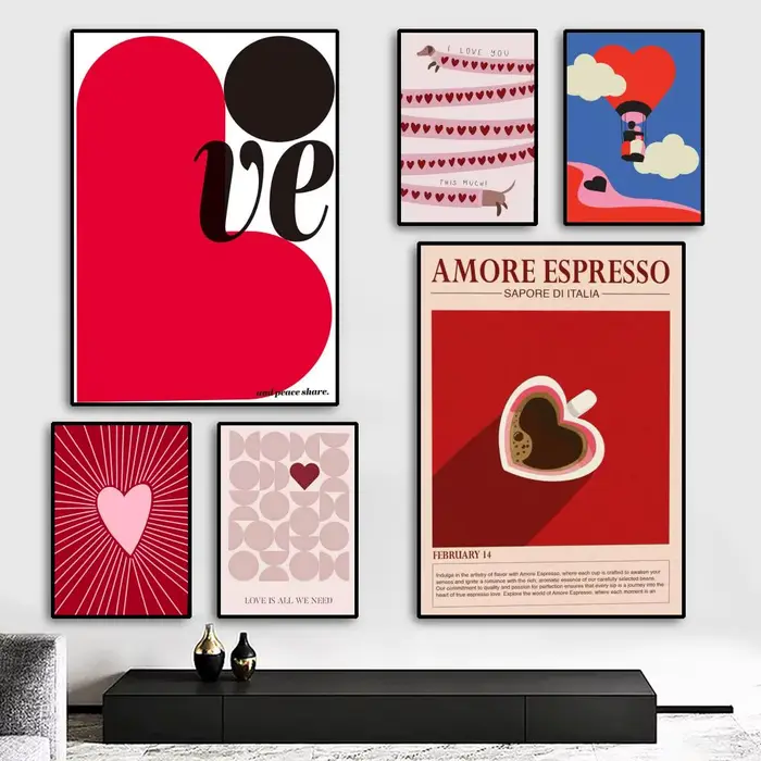Affiche d'amour rouge pour la saint-valentin