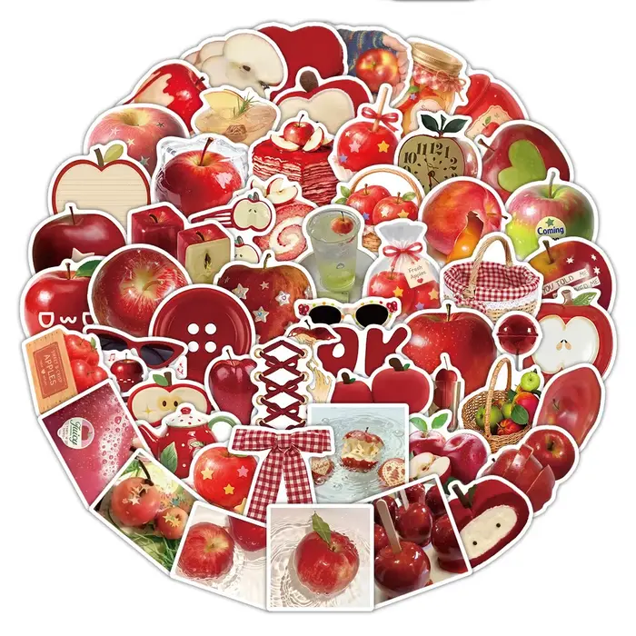 10/30/63 autocollants mignons en forme de pomme rouge