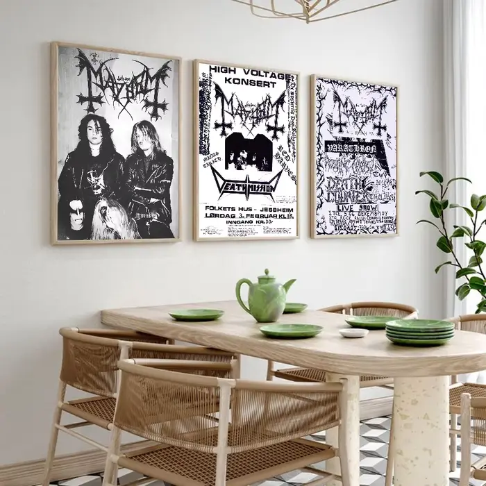Bande d'art en métal noir m-Mayhem Dead, autocollant mural étanche pour Bar, salon, décor Vintage, cadeau imprimé de haute qualité