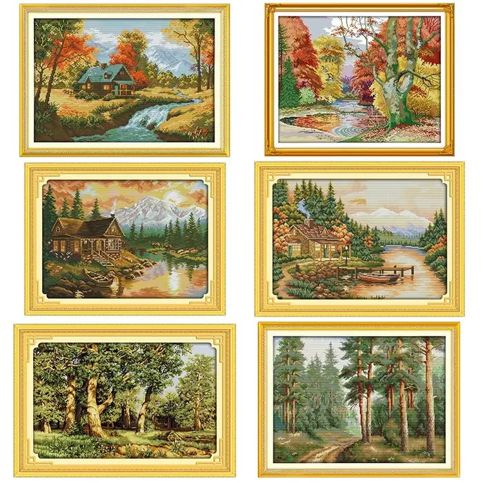 Ensemble de broderie de motifs de paysage