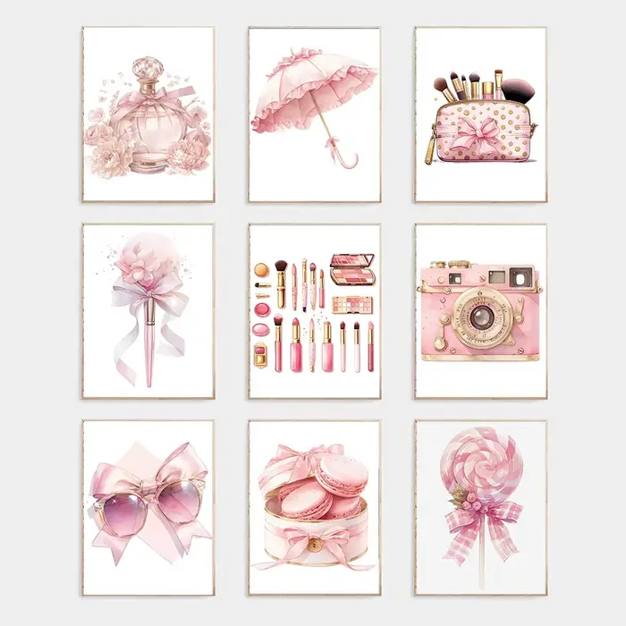 Affiche d'art sur toile rose