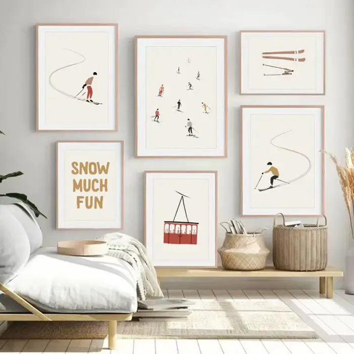 Affiche esthétique de voiture de câble de sport de ski d'hiver
