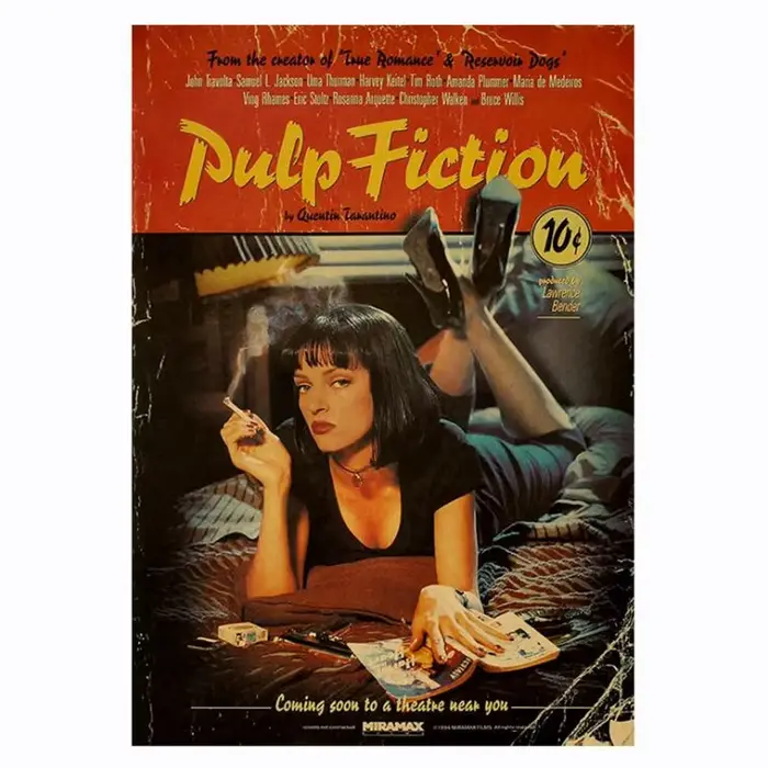 Pulp Fiction – affiche Vintage rétro nostalgie, vieux film classique, décoration de maison, affiches