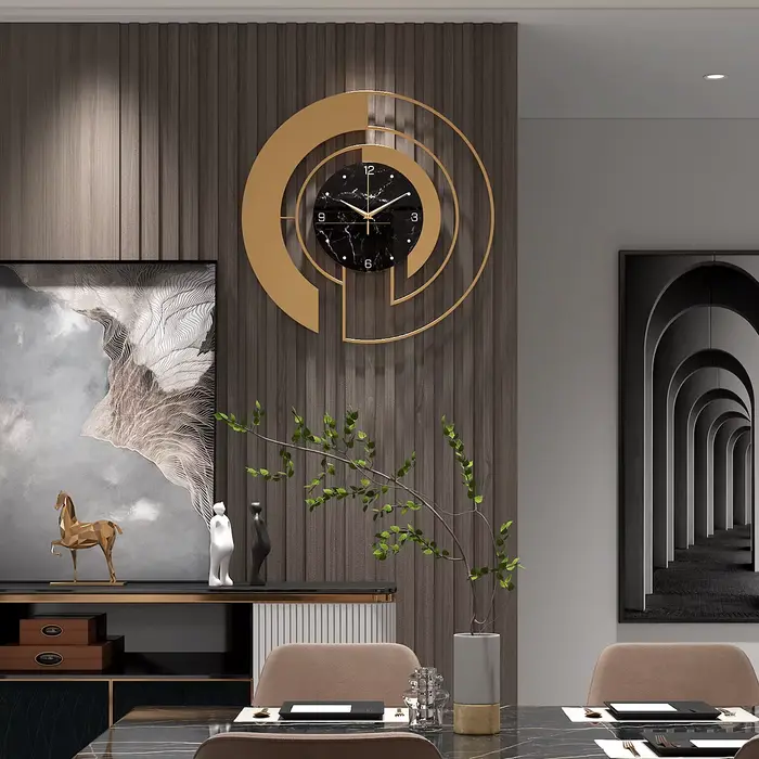 45cm salon luxe horloge murale en métal maison horloges montre décoration