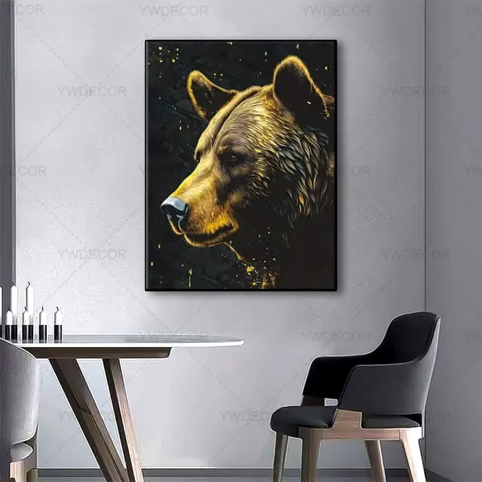 Toile de peinture d'animaux de taureau et d'ours