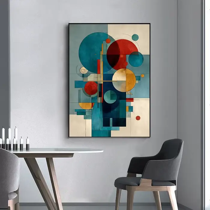Affiches de Composition géométrique bleue abstraite et impression