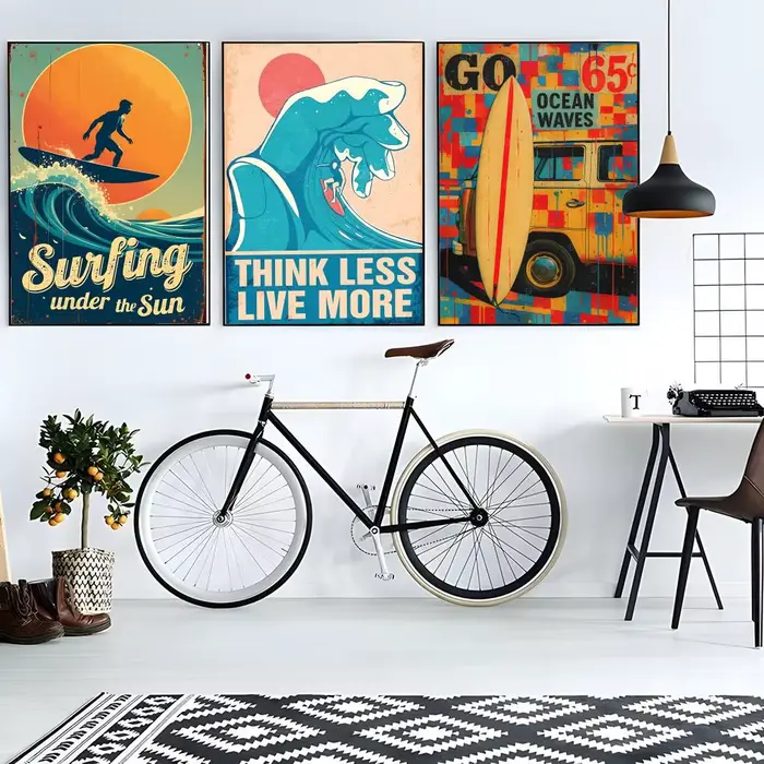 Affiche rétro de surf pour la plage et l'été