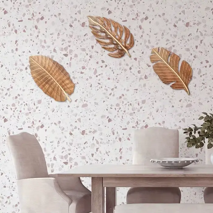 Décor artistique mural en feuilles de bois