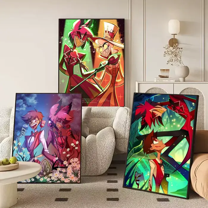 Anime h-hazbin h-hôtel Alastor peinture calligraphie toile affiche mur Art intérieur couloir décoration de la maison cadeaux de vacances