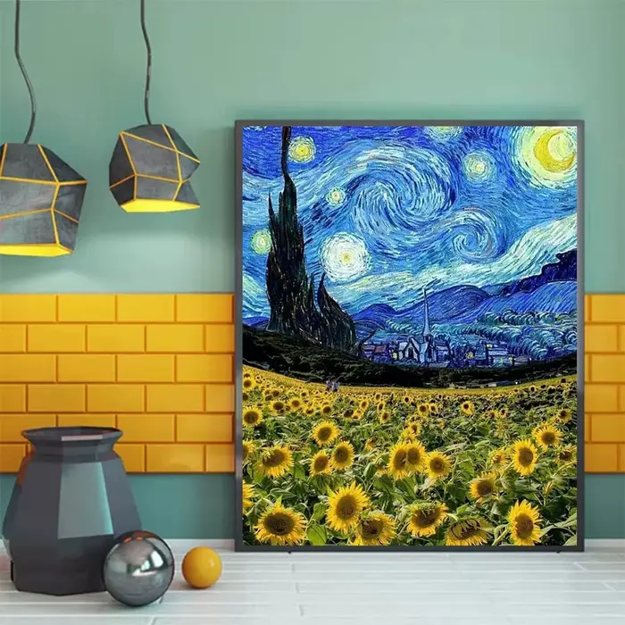 Van Gogh tournesol fleur ciel étoilé Art mur Art affiche toile peinture pour salon décor à la maison