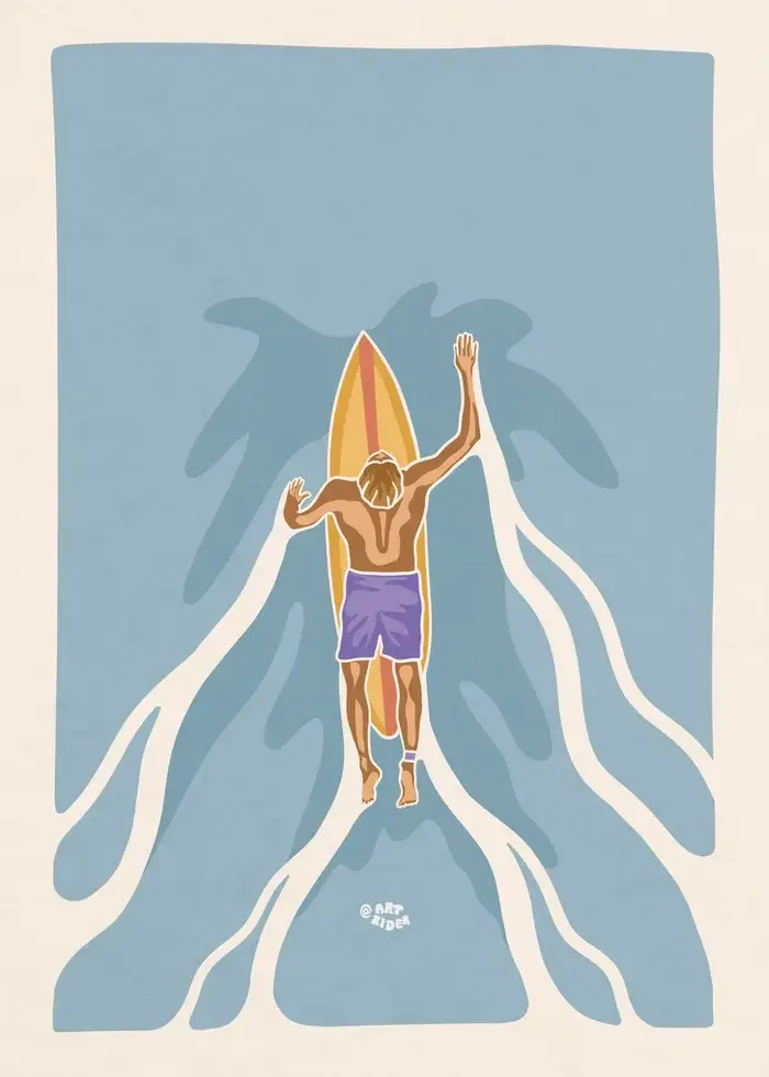Affiche de la vie de surf Big Wave Tahiti, impression sur toile de fille de bronzage de l'ACIA, art