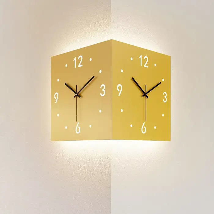 Horloge murale d'angle double face