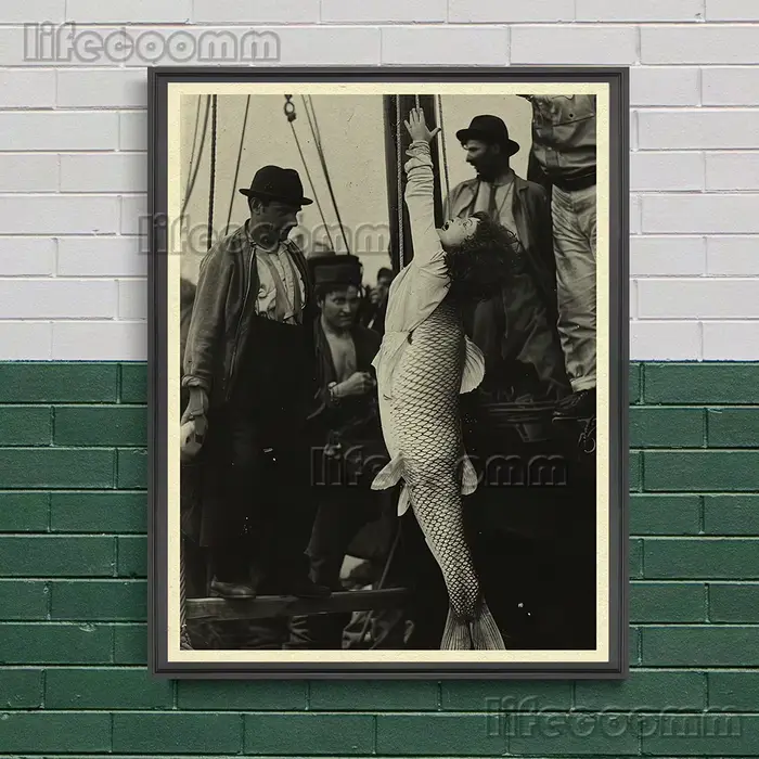 Affiche d'art de photographie de sirène d'horreur vintage