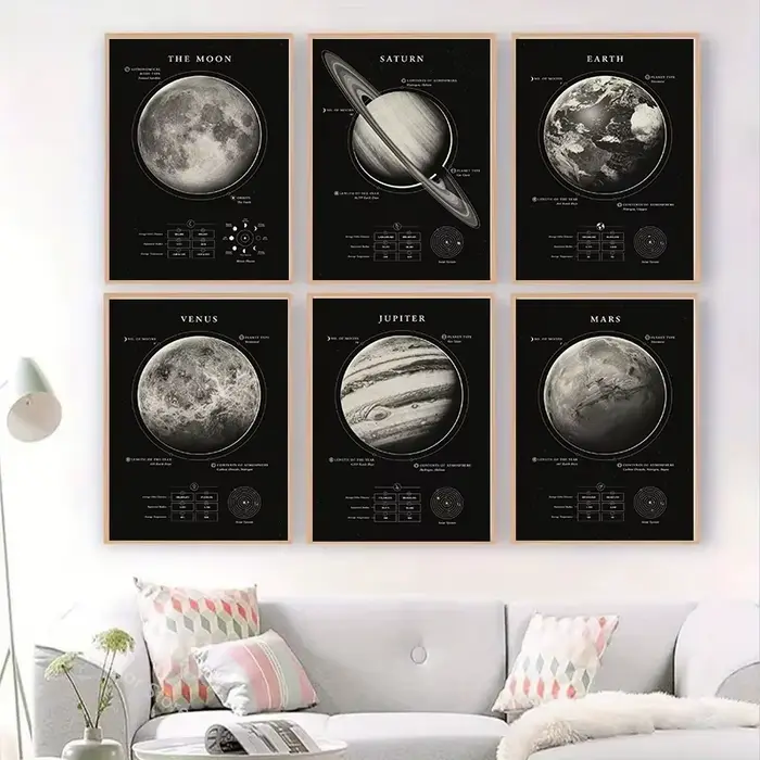 Affiche de Communautés ètes et de Couches, Impressions de Lune, Astronomie, Grain de Espace, Vénus, Terre, JupClaSaturn, Décor de Salle, Maison, Club, Art, Peinture Murale